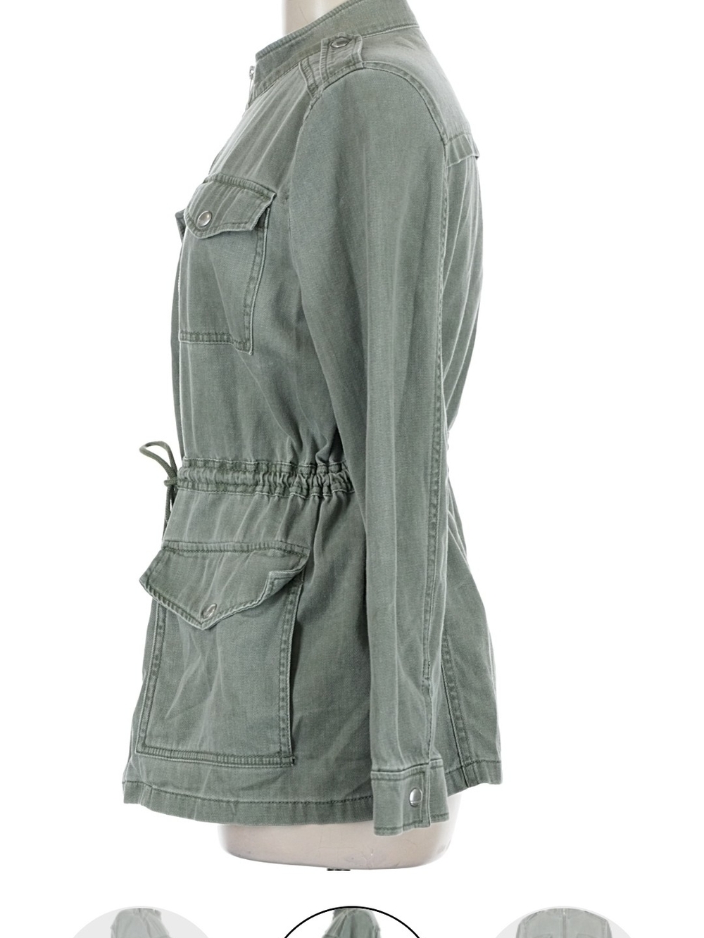 Express Green Drawstring Waist Utility Jacket View 2
